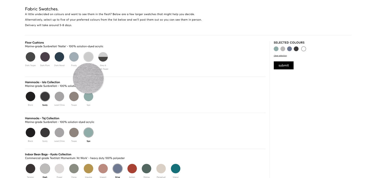 Custom Fabric Swatch Order Form - Lujo Living Development by Slicedbread